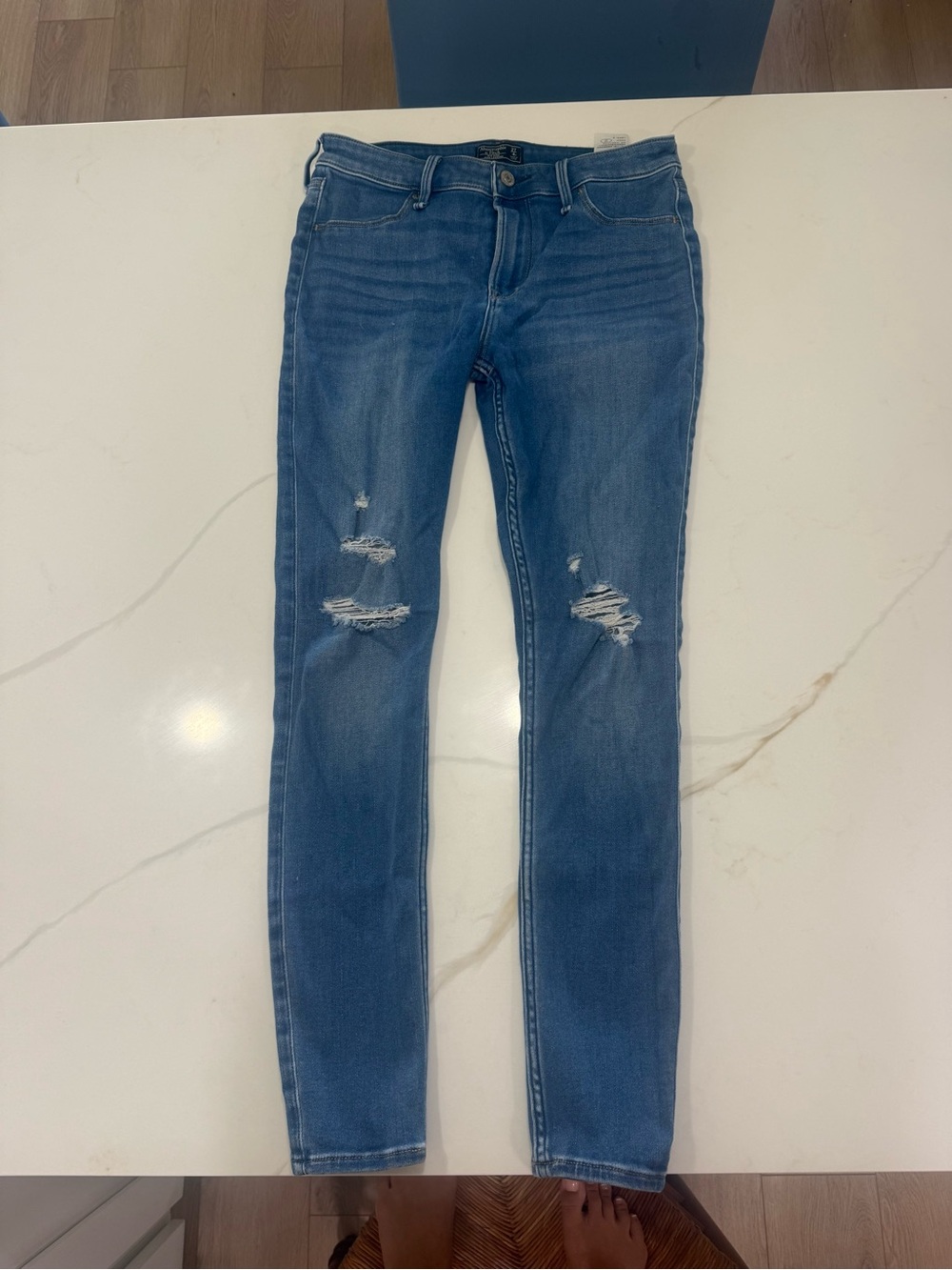 Banana Republic Blue Distressed Skinny Jeans